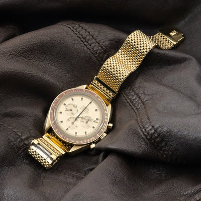 Gold Plated Wide Version Forstner Komfit "JB" Mesh Watch Bracelet