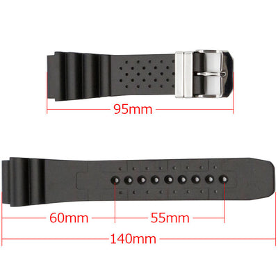 Bonetto Cinturini Rubber Divers Strap with stainless steel keepers Model 285SN 22mm