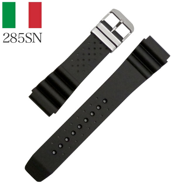 Bonetto Cinturini Rubber Divers Strap with stainless steel keepers Model 285SN 22mm