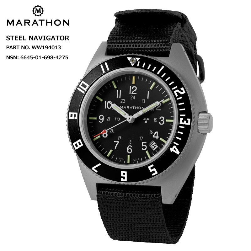 MARATHON 41MM STEEL NAVIGATOR W/ DATE (SSNAV-D) ON BALLISTIC NYLON